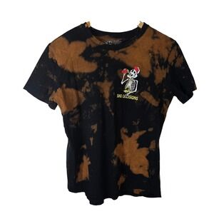 DK Distressed Bleach Tie Dye‎ Skeleton Bad Decisions Graphic T-Shirt